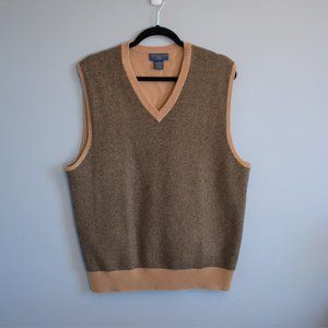 Joseph & Lyman Tan Cashmere V-Neck Sweater Vest